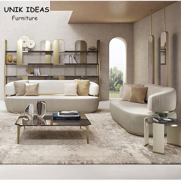 Beige Sectional Couch Living Room Leather 3 Seater Sofa With Chaise Hotel