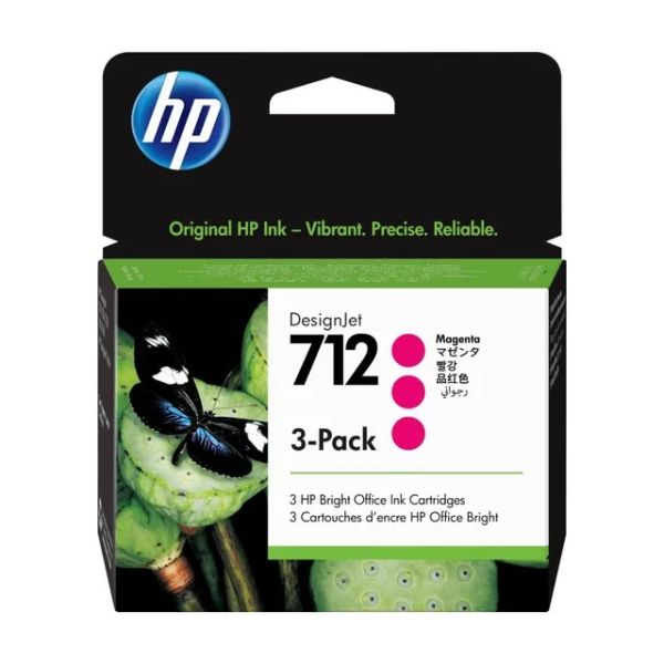 Original HP 712 Large Format for Ink Cartridge 3-Pack 29ml Black Compatible with HP T250 T650 Plotter