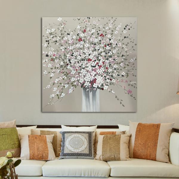 Texturas modernas pintura a mano con óleo pintura de flores de colores lienzo de pared de arte para el salón