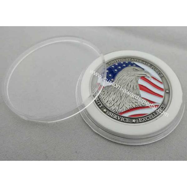 Zinc alloy Metal Double Sided Air Force Coin / Personalized Eagle Coin with Antique Silver Plating