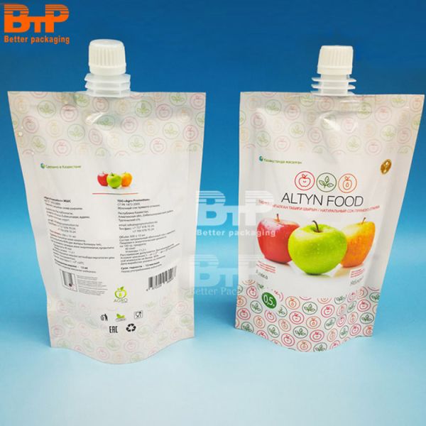 Custom Pouch Laminated Mylar Bags and Spout Top for Beverage Packaging Bag for Juice Milk Shampoo Face Facial Cream