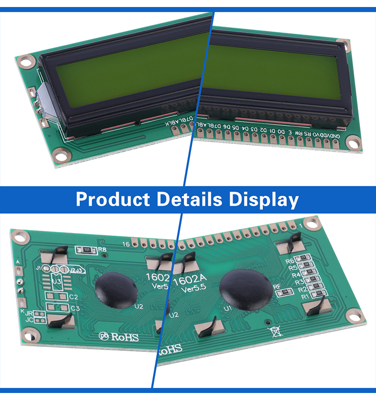 Yellow Green Film 1602A Character LCD Screen Controller ST7066 1.5 Inches Support Scheme Development