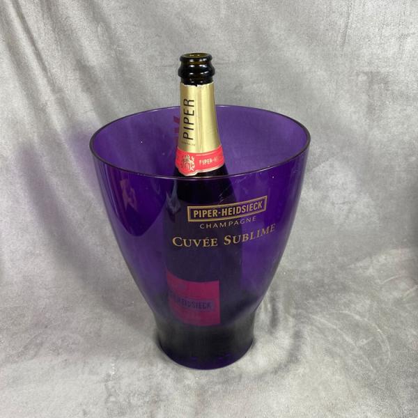 Piper Heidsieck Vintage Plastic Champagne Ice Bucket Red Purple Transparent 1980s
