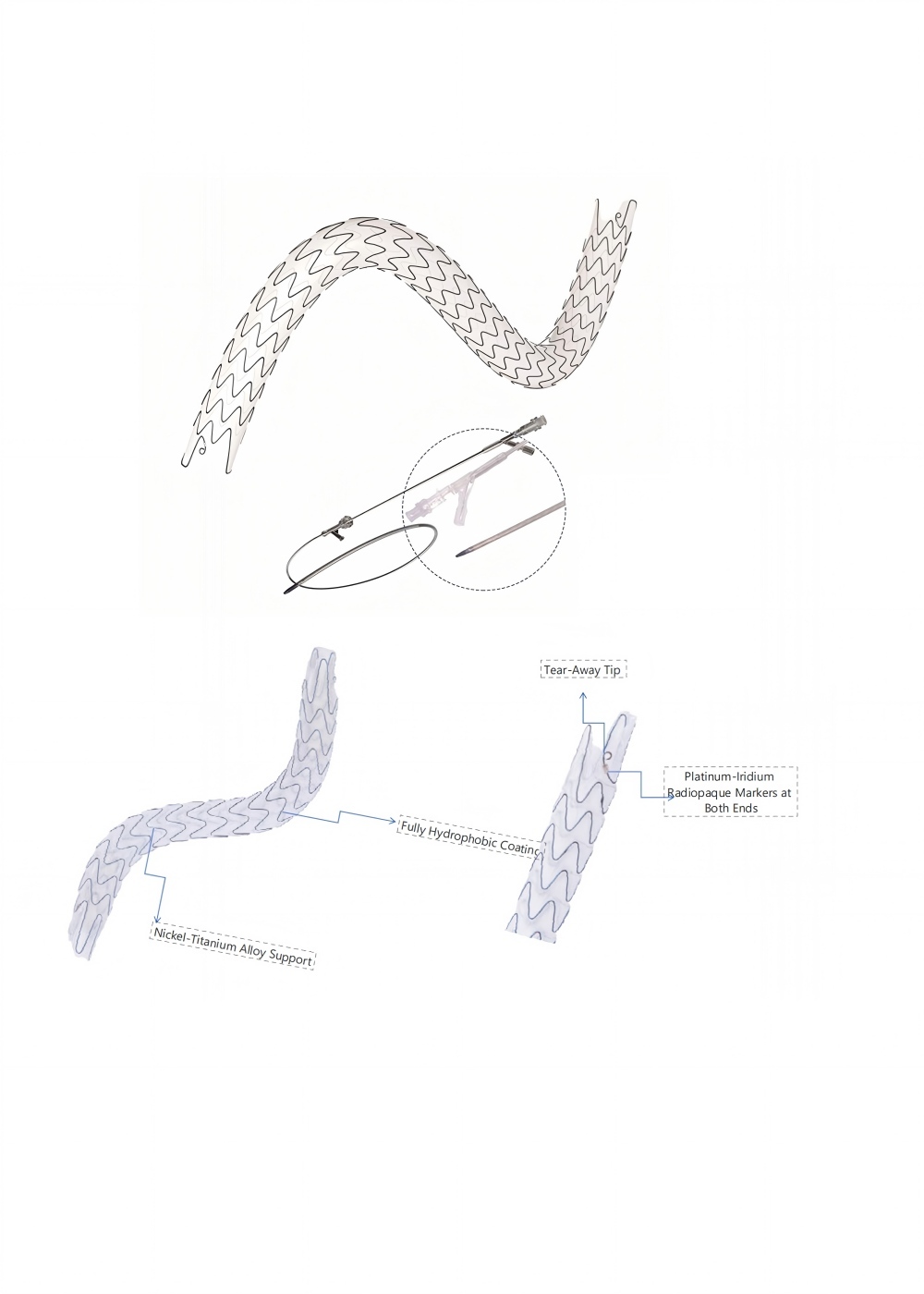 Hydrophobic Coated Double Ureteral Stent Radio Opaque Large Lumen URS Stent