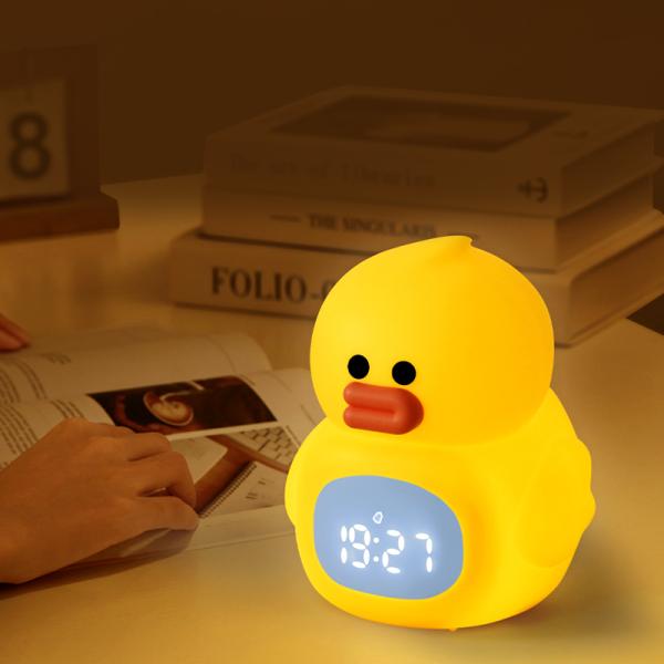 Décoration de chambre pour bébé et enfant mignon portable à LED canard réveil en silicone avec lumière nocturne