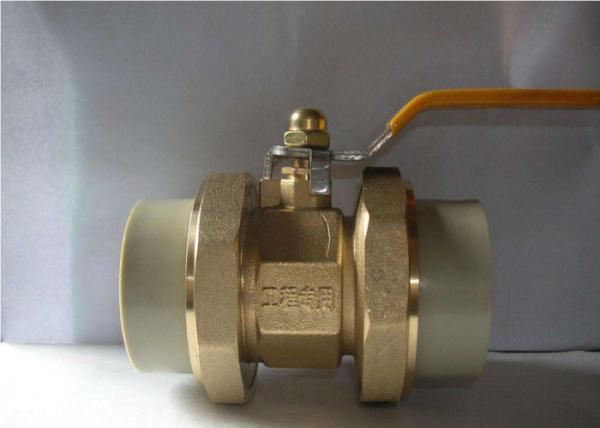 1 Male Thread PPR Double Union Ball Valve , Hot Melt Brass Ball Valve