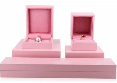Elegant Pink Wooden Jewelry Box Ring Case Durable For Presentation Gift