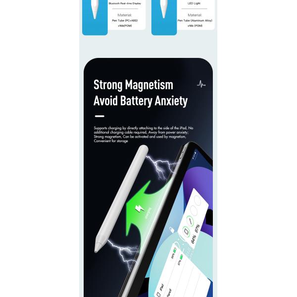 Essager 2022 Sketch White Magnetic Wireless Charging Capacitive Touch Pen for Tablet