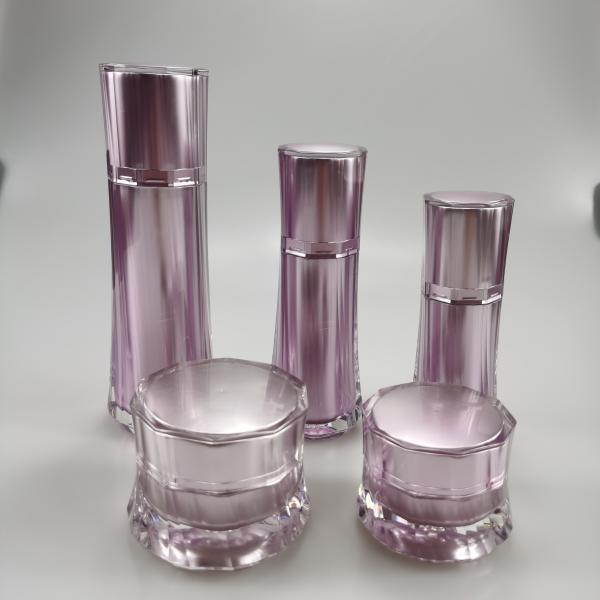 Acrylic Collar Luxury Cosmetic Lotion Pump Bottle and Cream Jar for Screen Printing