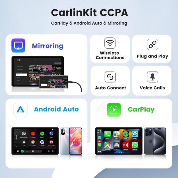 CCPA Wireless Adapter For Android Car Radio Support Touch Controls And Wired Mirroring