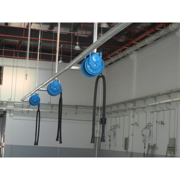 Semi Auto Portable Rail Trolley Retractable Rail Mounted Trolley For Vehicle Fume Extraction
