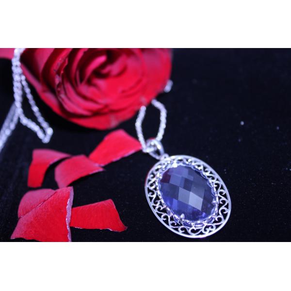 8x10mm 9x11mm Pear Shaped Blue Sapphire Pendant Necklace