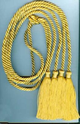 52 Inches two soft rayon honor cords tied-together with 4 inches tassels on both ends