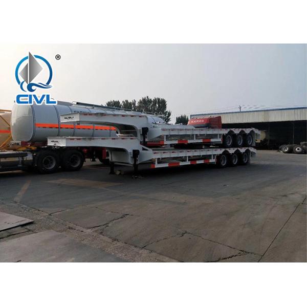 4 Axles Flatbed Manual Semi Trailer Trucks with Four Double Air Chamber