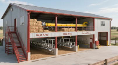 Quick Installation Prefab Steel Structure Cattle House with 30 Years Warranty and Bolt Connection