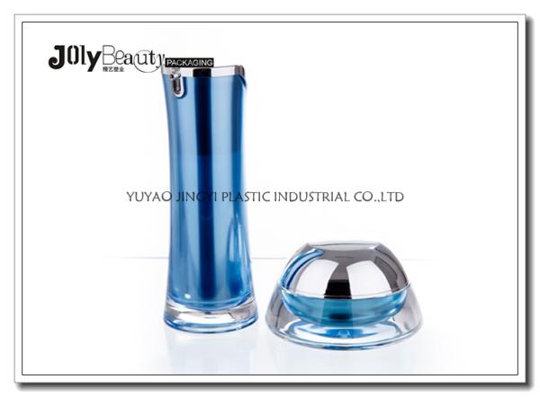 Blue Material PMMA Capacity 30ml Empty Makeup Bottles , Airless Pump Bottle