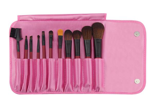 Red Beautiful Travel Foundation Makeup Brushes Professional Set 11 Piece