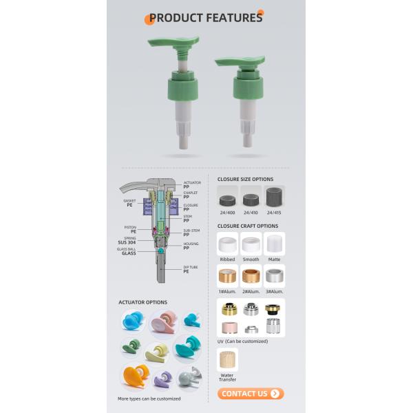 PP Tube Easy Handle Portable Plasitc Lotion Pump Customized Color 24 28/410