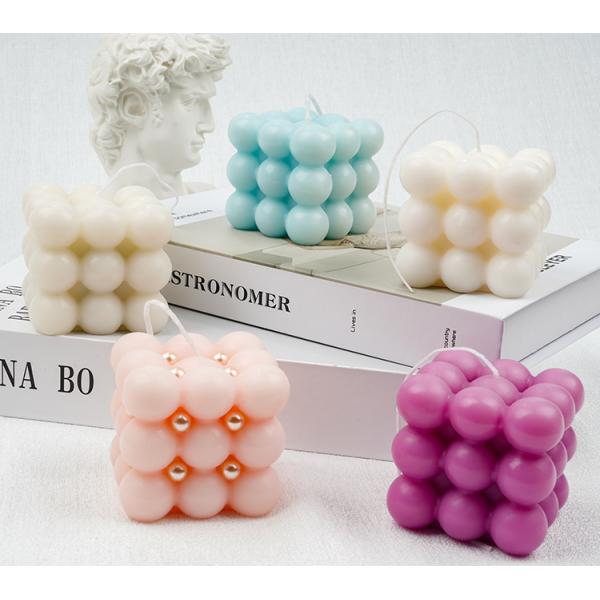 Customized White Soy Rubix Cube Luxury Big Scented Bubble Candles