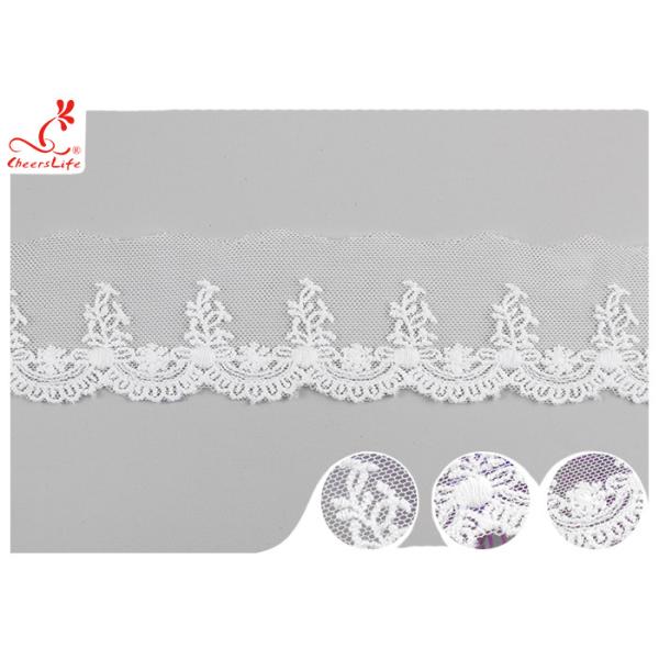 Vietnam Floral Nylon Mesh Lace Trim With Cotton Embroidery Patterns