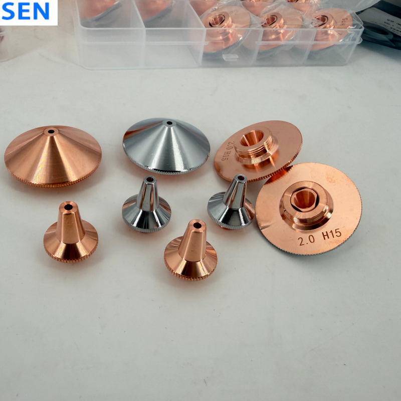 Premium D32 Laser Cutting Nozzle , High-Purity Copper Single & Double Layer Nozzle for Fiber Laser Cutting Machine , Chrome-Plated CNC Cutting Consumable