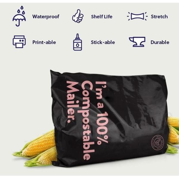 Shipping Envelops Boutique Custom Bags Enhanced Durability Multipurpose Envelopes PLA(From Corn Starch) + PBAT(100% Bio)