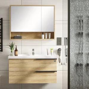Floating 24 Inch Wall Hang Vanity Unit Com Sink de madeira natural