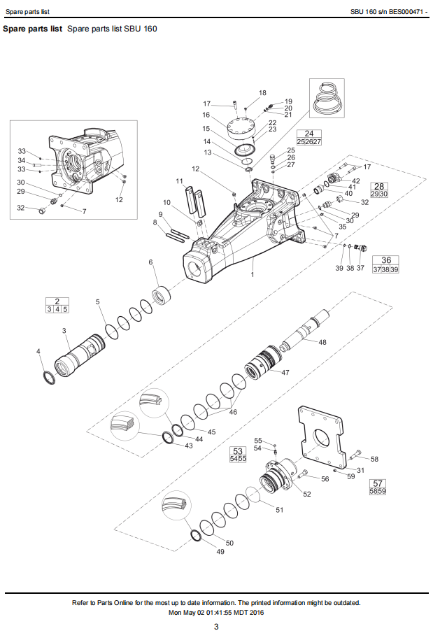 ATLAS COPCO Hydrualic Breaker Seal  Kit  SBU160  SBU 160  50MM   3315361590     3315 3615 90