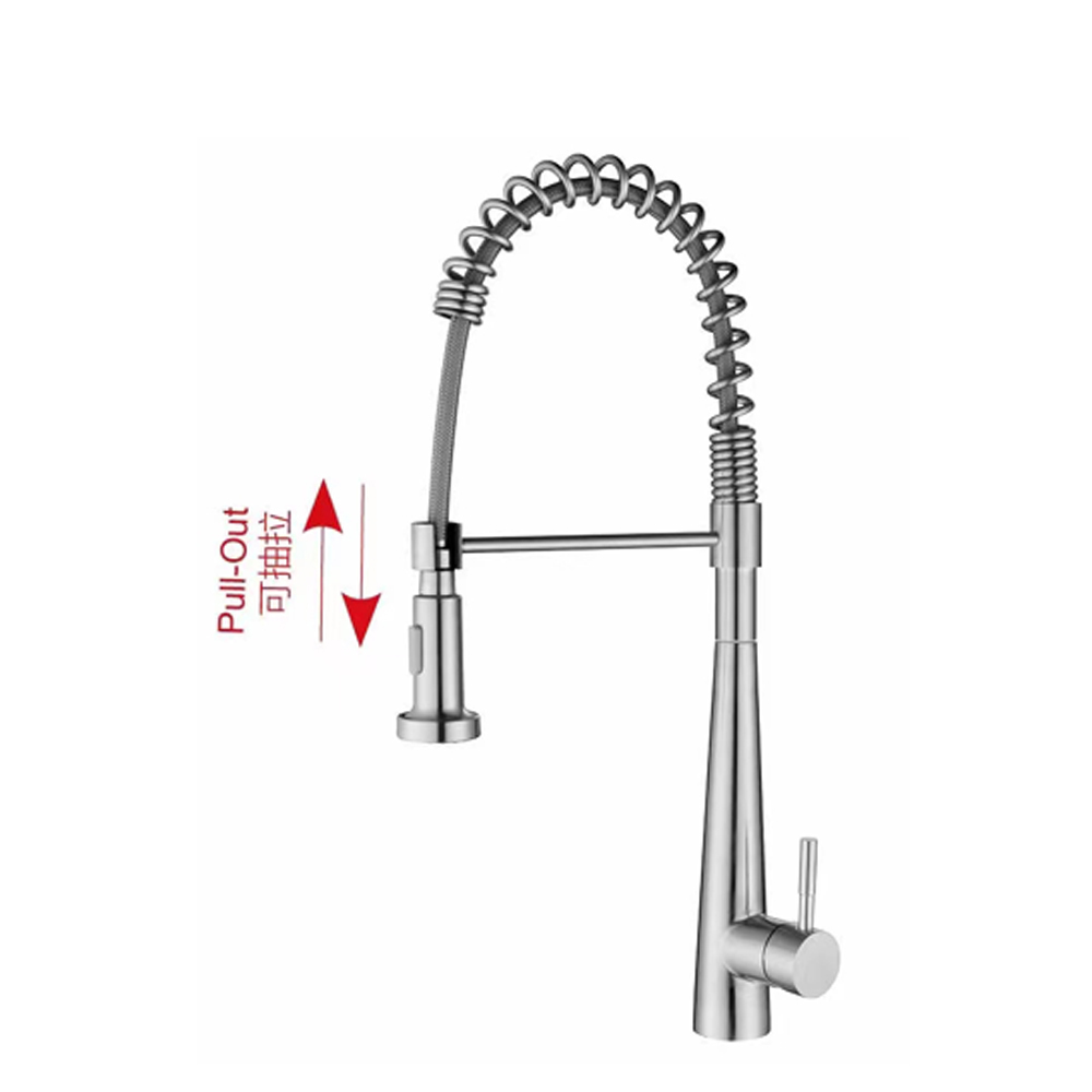 Pull-out Kitchen Faucet Featuring 304 Stainless Steel and 35mm Ceramic Cartridge with Brushed Surface Finish for Longevity