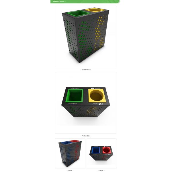 Устойчивый мусорный бак L800mm 30L общественный стальной на открытом воздухе