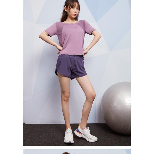 180g Women'S Athletic Clothing Mesh Splice Short Sleeve Round Neck T Shirt
