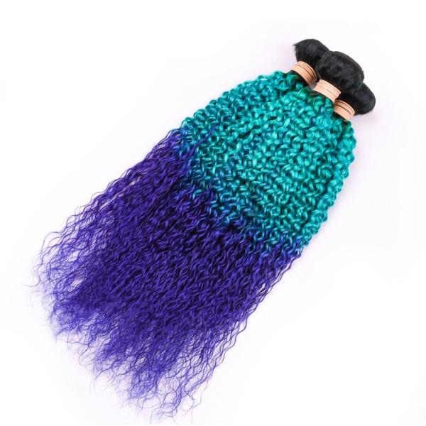 #T1B/Light Blue/Blue Kinky Curly Remy Human Hair Bundles Sew In Weave Bundles Brazilian Bundle Deals