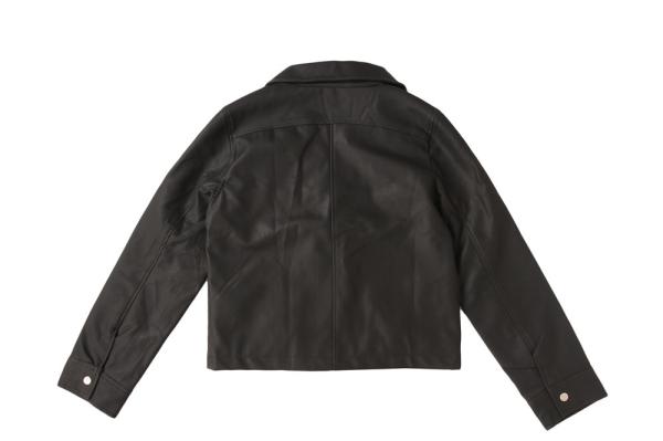 Metal Zipper 100% Polyurethane PU Biker Jacket Womens Two Pockets