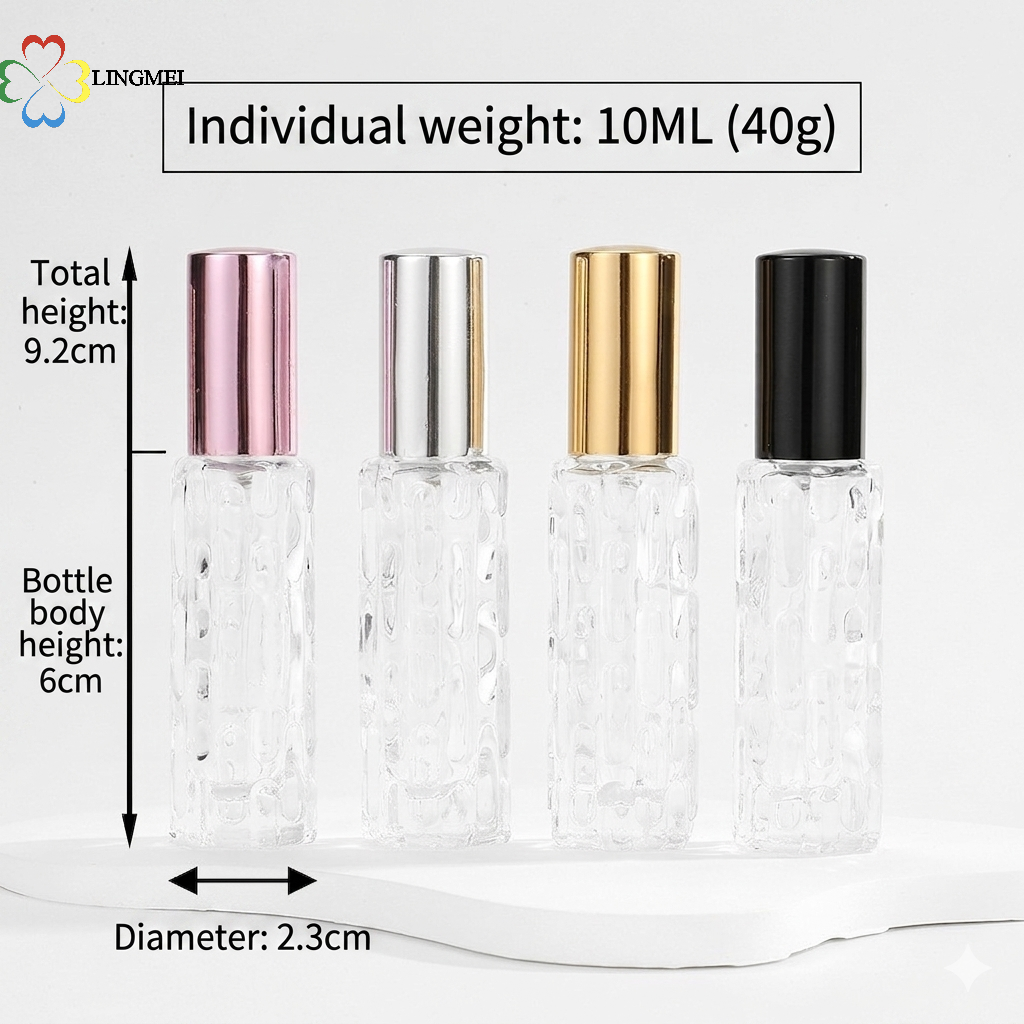 Luxury 10ml Gourd-Textured Glass Perfume bottle with auminum mist spray – Premium Portable Travel Spray Bottle
