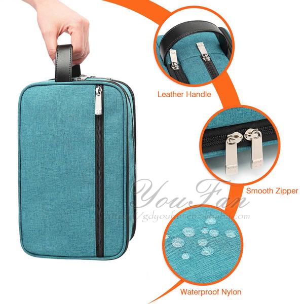 Bathroom Waterproof Hanging Travel Toiletry Bag With Leather Handle