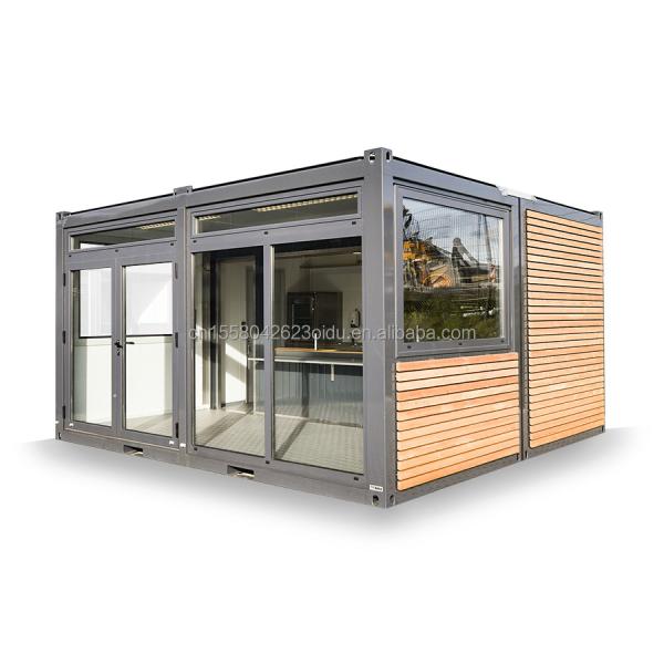 20ft Container Store Wood Grain Metal Frame Hotel Mobile House with Galvanized Steel Square Tubes and Flat Packaging