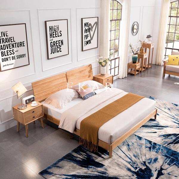 Modern Simple Solid Oak Wood Bed Designer Furniture