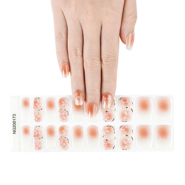Hot sale Spring flower design halal gel nail polish stickers cat eye uv gel wraps Waterproof DIY polish strips