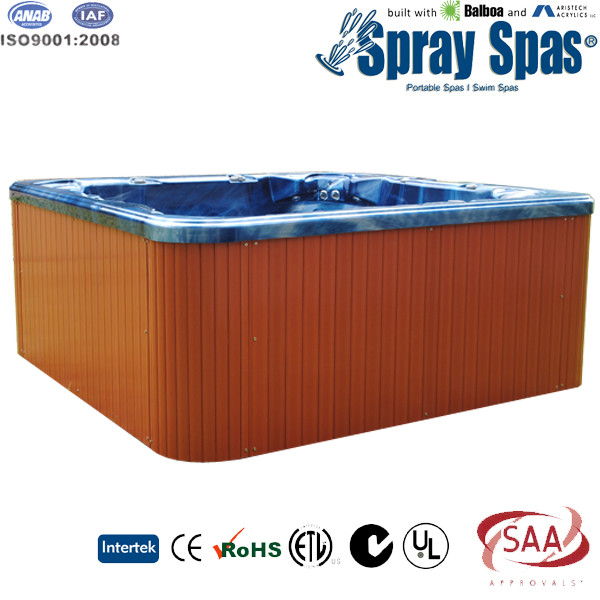 Acrylic square whirlpool massage bathtub outdoor hydro hot tub, 2100 * 2100 * 920mm H