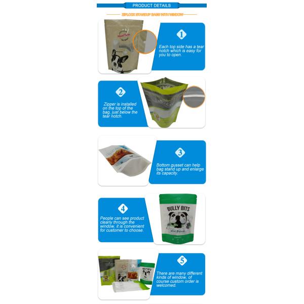 Zip Lock Three Side Seal Pouch Printed Aluminium Foil For Pet Food