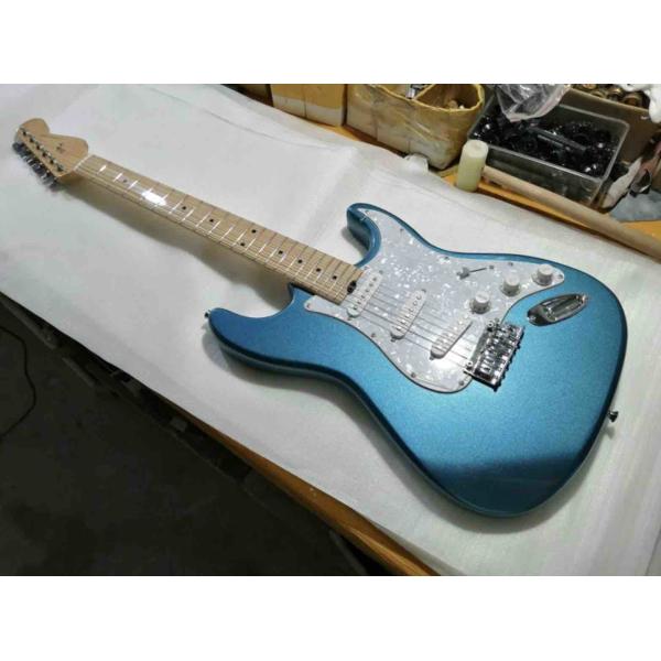 Metal blue color solid body white pickguard maple fretboard Elite electric guitar