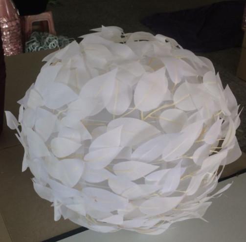 Collapsible Round White Leaf Lampshade D300 For Living Room