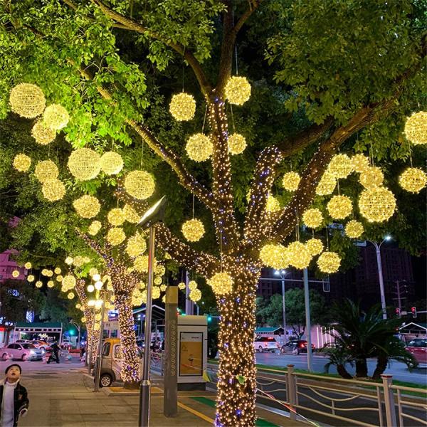20 30 40 50CM Globe Fairy String Lights Outdoor Party Wedding Garden Decor Christmas Tree Rattan Ball Hanging Garlands Lights