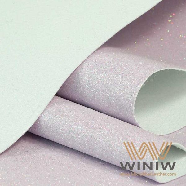 Embossed Glitter PU Leather Waterproof 0.8mm Thickness Vegan Microfiber Leather
