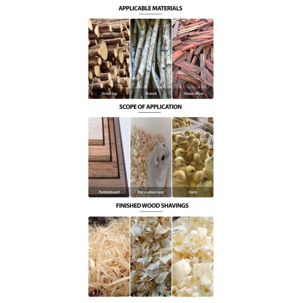 125mm Roller Diameter Wood Shavings Machine with Carbon Steel Main Body and 7.5kw Dual Main Shaft Power