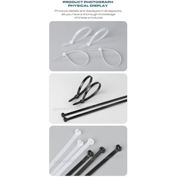 Brida de nylon con lengüeta inoxidable 400mm x 8mm, brida plástica ajustable de Ø9-108mm con diente metálico 550N (112 libras) para construcción naval