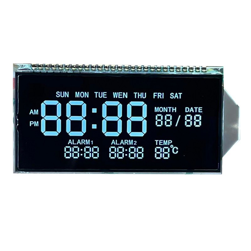 BTN Black‑Film VA Segment LCD Screen Black Background White Digit for Bluetooth Speaker Clock,segment lcd display,segment lcd