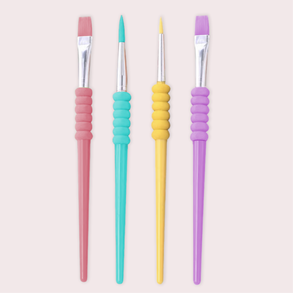 Customized Multicolored 4 Different Tips OEM Nylon Hair Watercolor Acrylic Paint Brush
