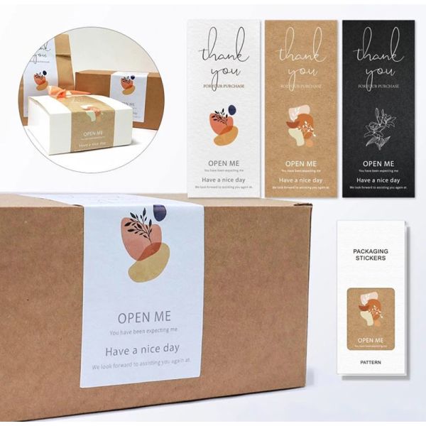 Decorative Thank You Sticker Labels 7.5x2.5cm Seal Packaging Label