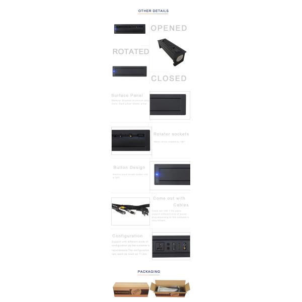 Desktop Motorized Pop Up Box with VGA cable/Tabletop Rotatable Socket